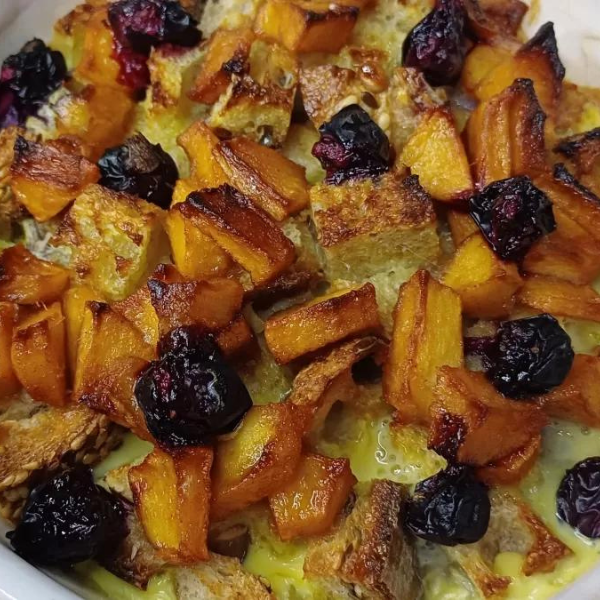 Apple and Blueberry Bread Pudding