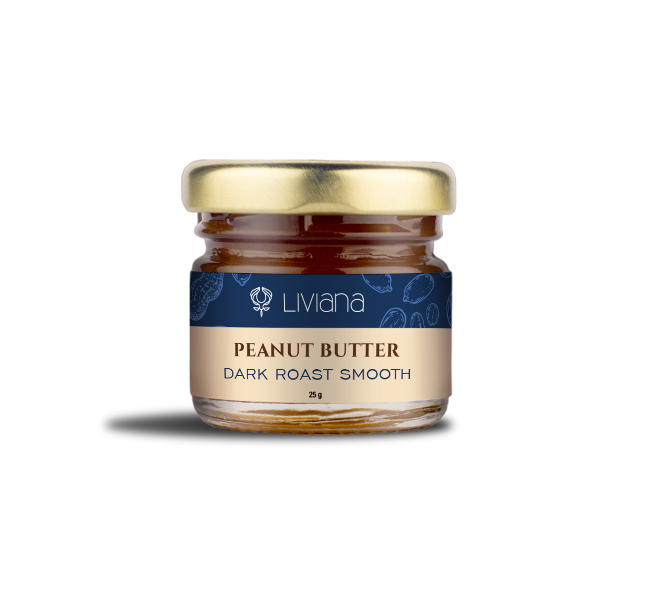 Small jar of dark roast smooth peanut butter