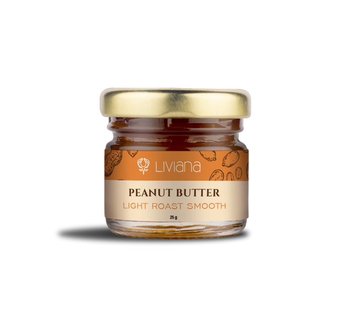 Small jar of Light Roast Smooth peanut butter