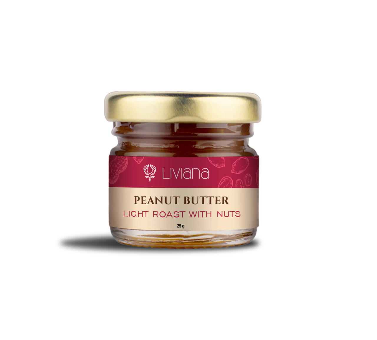 Small jar of light roast with nuts peanut butter